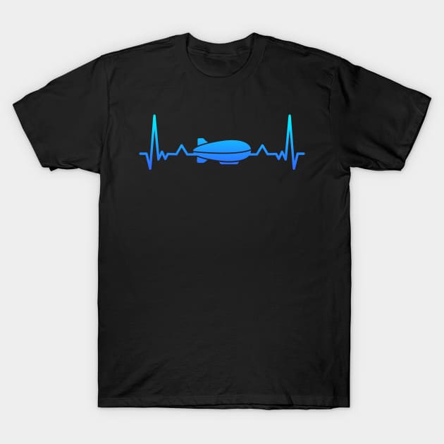 Zeppelin Aircraft Heartbeat Aviation Gift Dad Mom T-Shirt by qwertydesigns